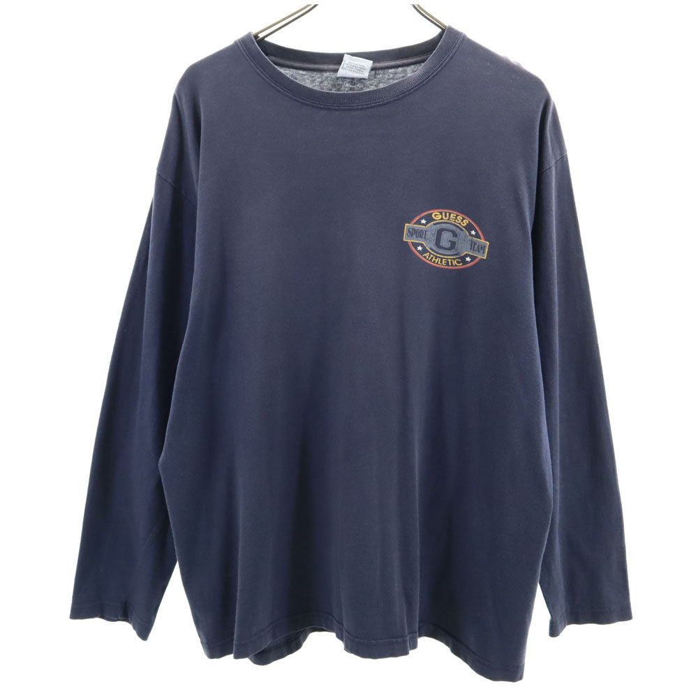 Guess ゲス 90s USA製 オールド バックプリント 長袖 Tシャツ M ネイビー SPORT ロンT メンズ