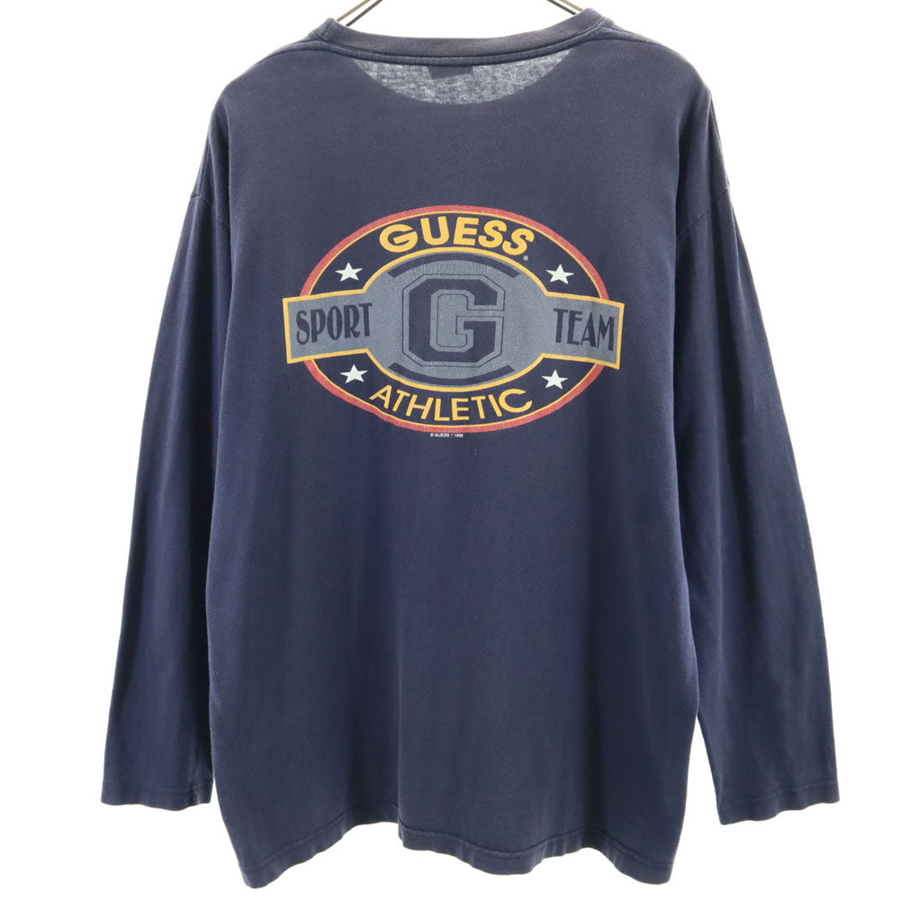 Guess ゲス 90s USA製 オールド バックプリント 長袖 Tシャツ M ネイビー SPORT ロンT メンズ