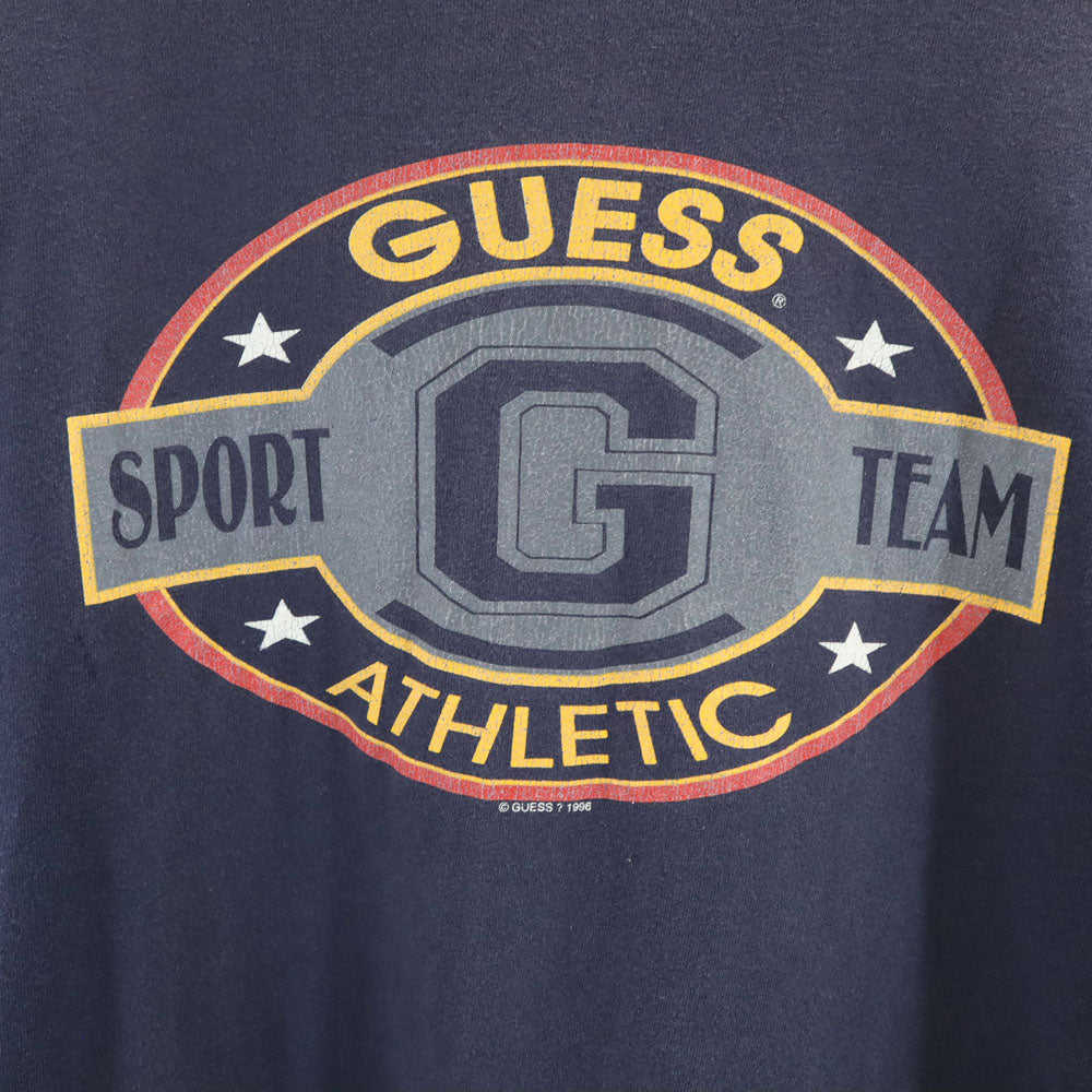 Guess ゲス 90s USA製 オールド バックプリント 長袖 Tシャツ M ネイビー SPORT ロンT メンズ