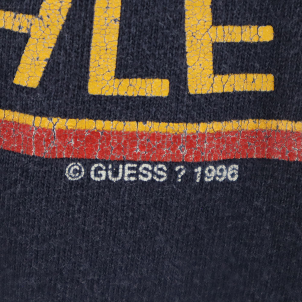Guess ゲス 90s USA製 オールド バックプリント 長袖 Tシャツ M ネイビー SPORT ロンT メンズ