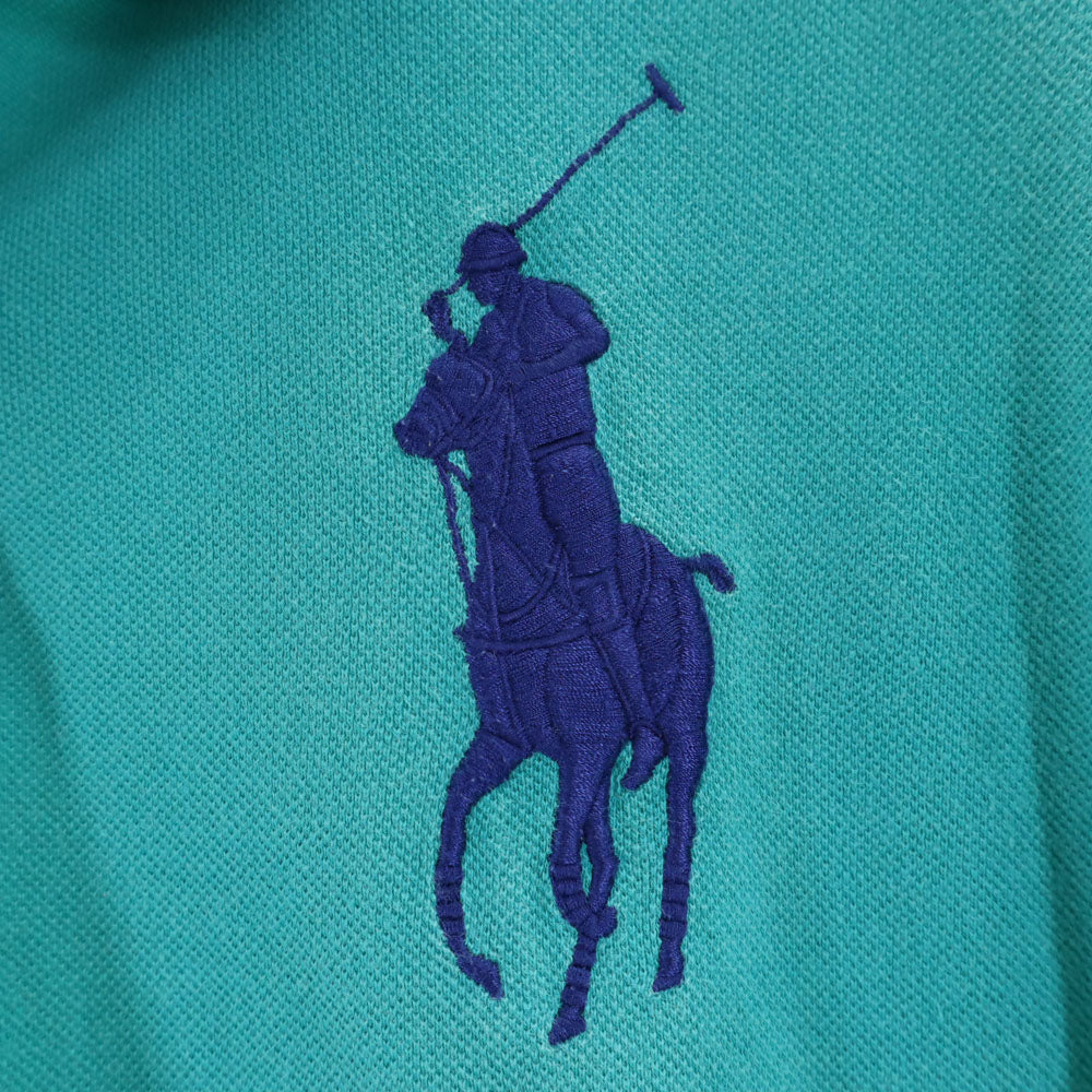 ポロバイラルフローレン ビッグポニー刺繍 半袖 ポロシャツ XL 18-20 ターコイズ系 Polo by Ralph Lauren 鹿の子 キッズ