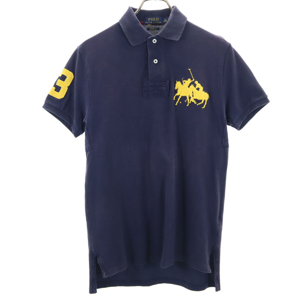 POLO RALPH LAUREN ポロラルフローレン 半袖 ポロシャツ S ネイビー 鹿の子 CUSTOM FIT メンズ