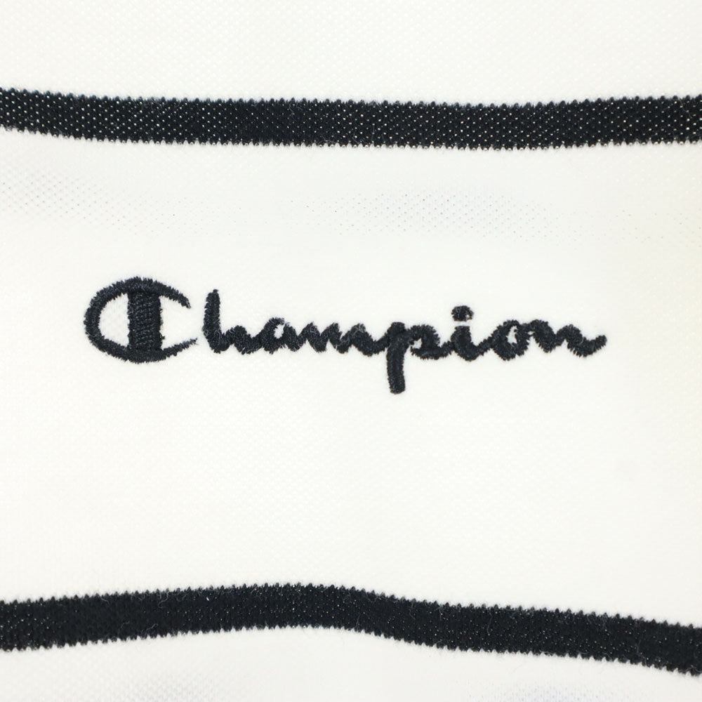 チャンピオン ボーダー柄 半袖 ポロシャツ M ホワイト Champion 鹿の子 メンズ