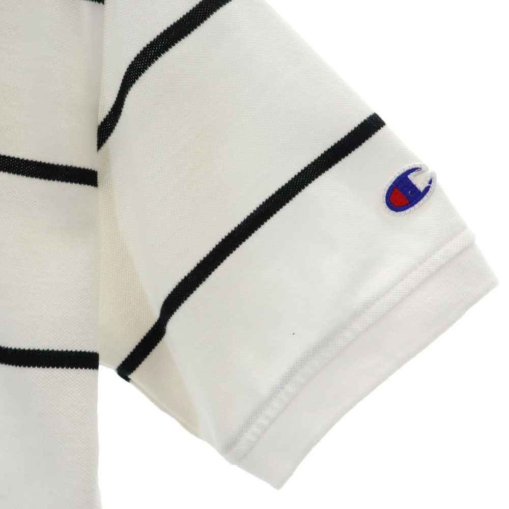 チャンピオン ボーダー柄 半袖 ポロシャツ M ホワイト Champion 鹿の子 メンズ