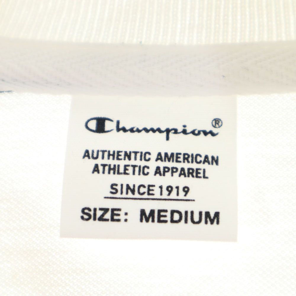 チャンピオン ボーダー柄 半袖 ポロシャツ M ホワイト Champion 鹿の子 メンズ