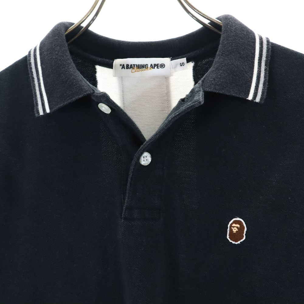 アベイシングエイプ 日本製 半袖 ポロシャツ S ブラック A BATHING APE 鹿の子 ユニオンジャック メンズ