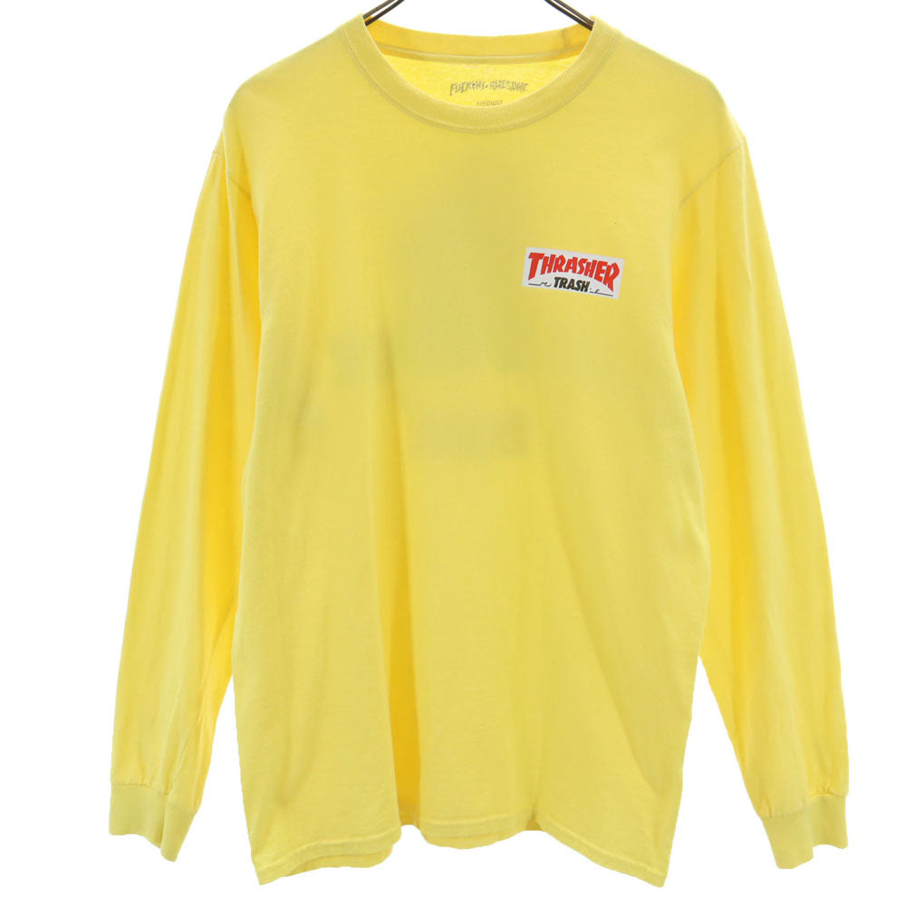 ファッキングオーサム × スラッシャー コラボ バックプリント 長袖 Tシャツ M イエロー THRASHER TRASH ロンT メンズ
