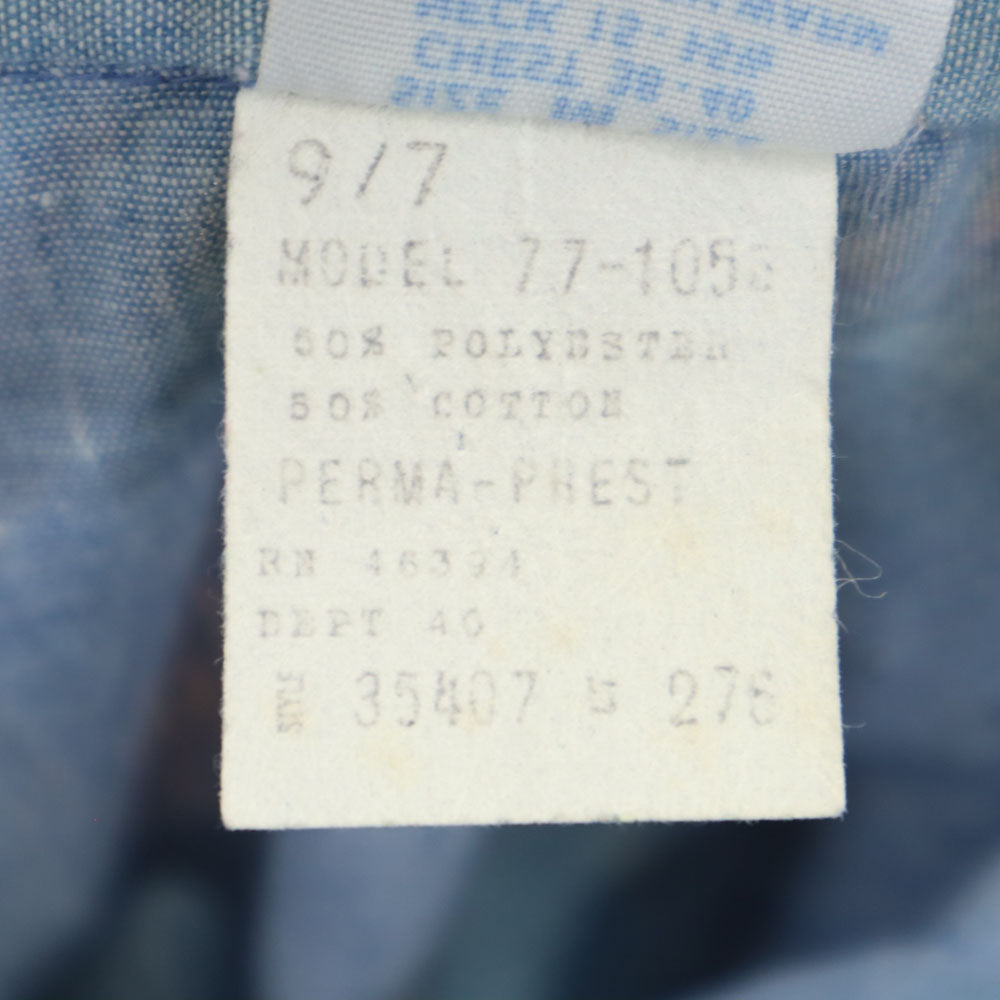 Sears シアーズ 70s ヴィンテージ チェック柄 切替 長袖 ウエスタンシャツ M ブルー系 メンズ