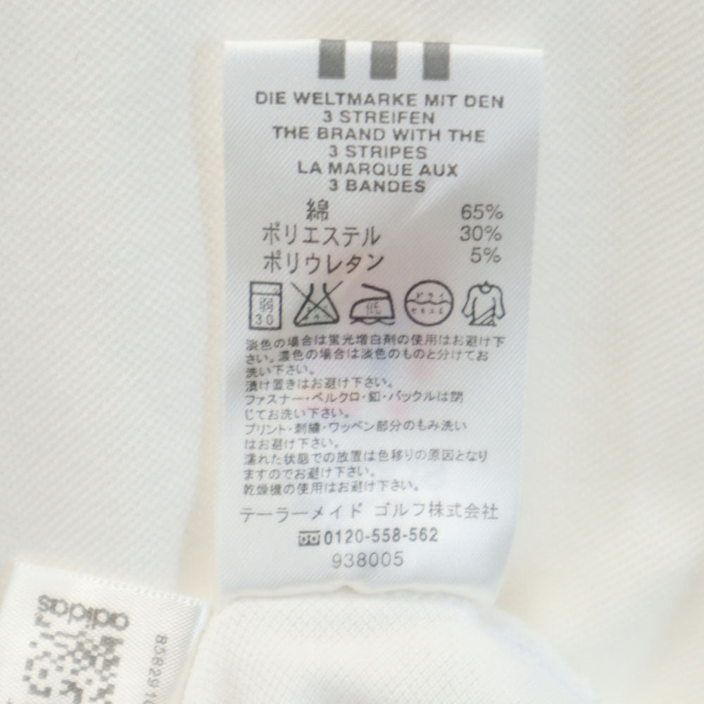 アディダス ゴルフ 半袖 ハーフジップ Tシャツ L 白 adidas 鹿の子地 メンズ