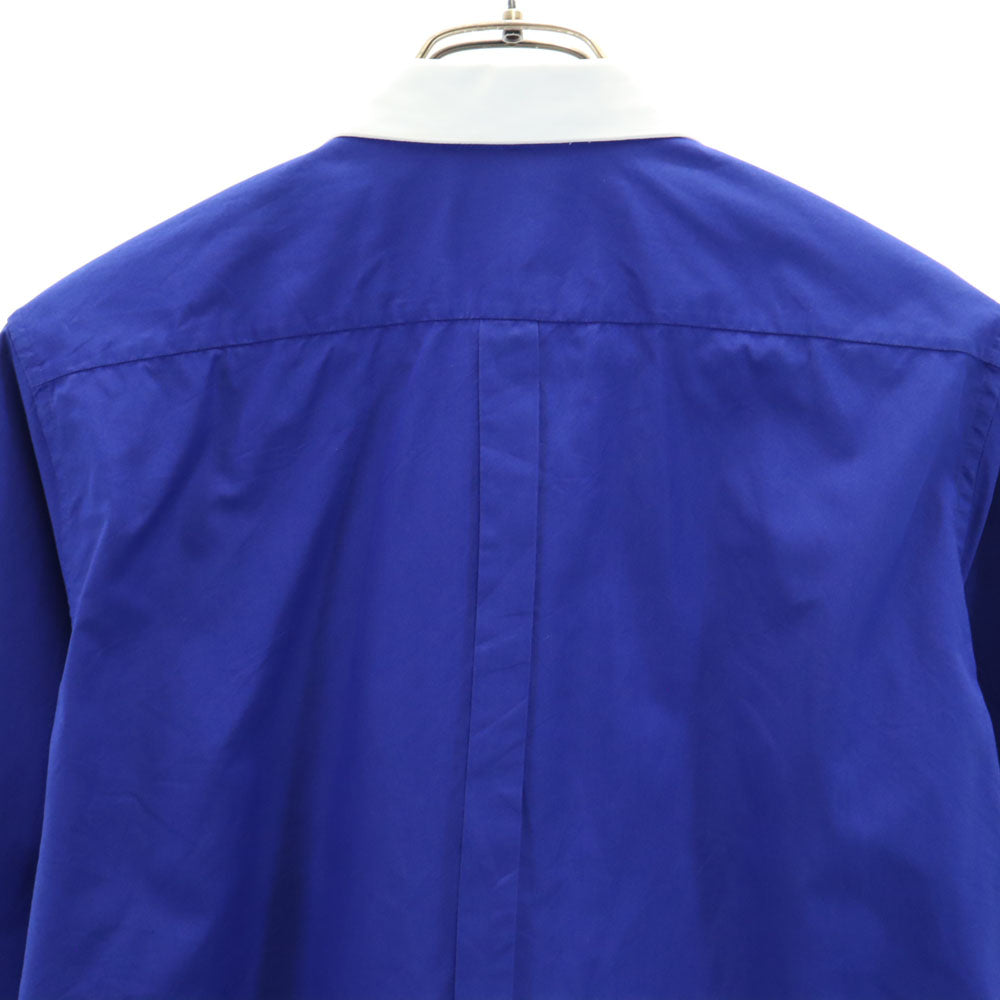 CELINE セリーヌ 長袖 切替 コットンシャツ 36 ブルー×ホワイト レディース