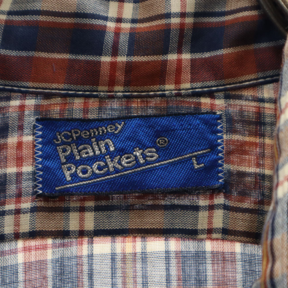 ジェーシーペニー 80s ヴィンテージ 長袖 チェックシャツ L レッド 他 JC PENNEY ガーゼ生地 メンズ
