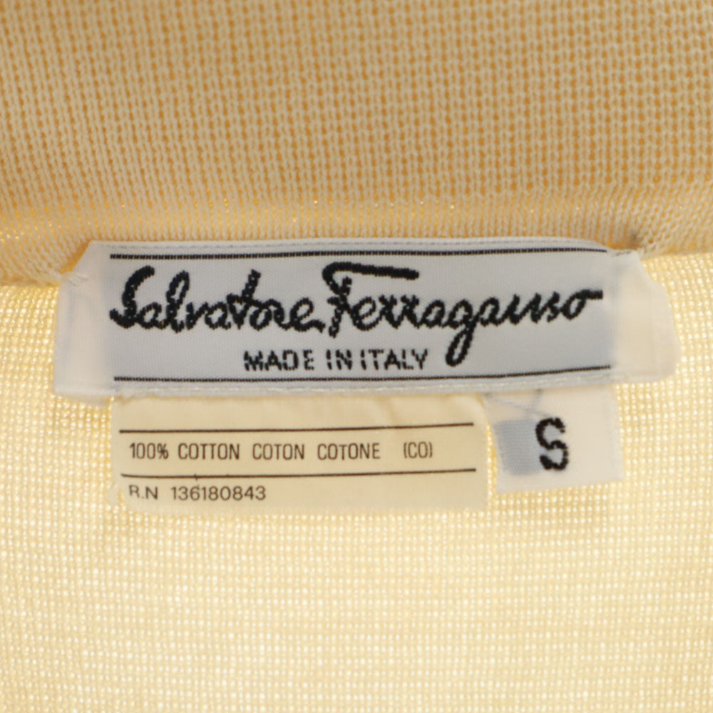 サルヴァトーレフェラガモ イタリア製 コットン ニットジャケット S アイボリー系 Salvatore Ferragamo レディース