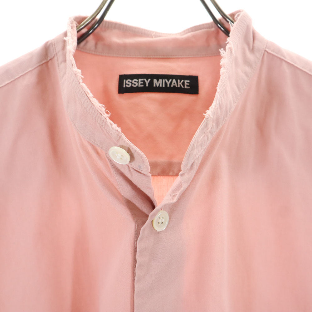 ISSEY MIYAKE イッセイミヤケ 日本製 長袖 バンドカラーシャツ 1 ピンク メンズ