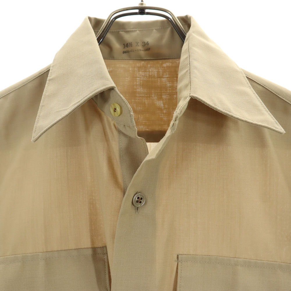 アメリカ軍 80s ウールブレンド DLA ヴィンテージ 長袖 ミリタリーシャツ 14 1/2×34 ベージュ系 US ARMY メンズ