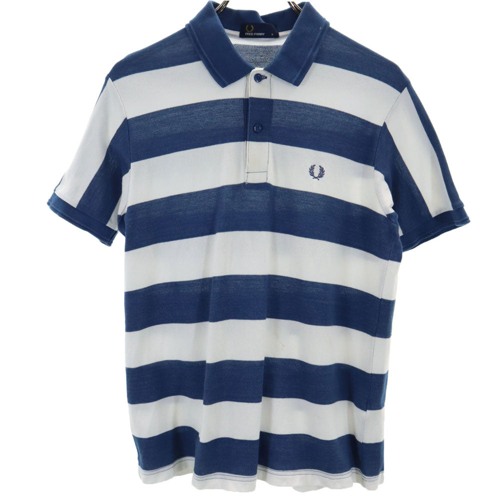 フレッドペリー ボーダー柄 半袖 ポロシャツ S ホワイト 他 FRED PERRY 鹿の子 メンズ