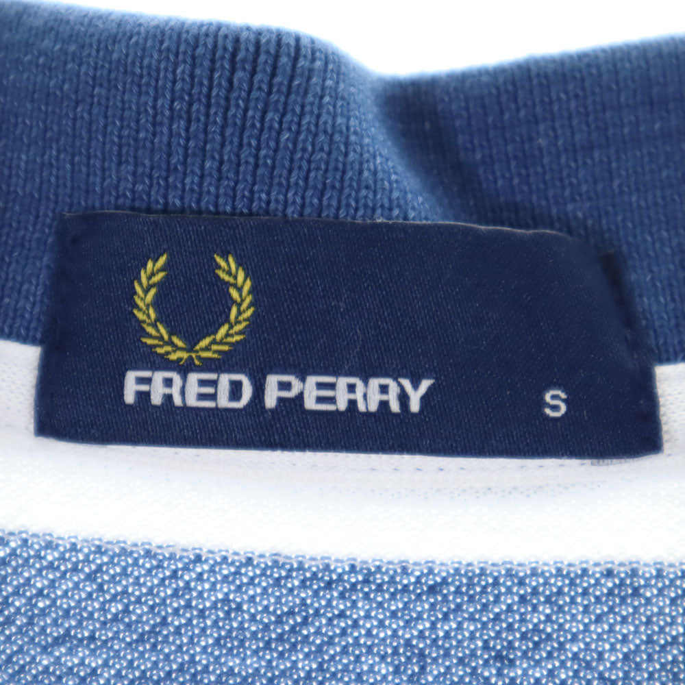 フレッドペリー ボーダー柄 半袖 ポロシャツ S ホワイト 他 FRED PERRY 鹿の子 メンズ