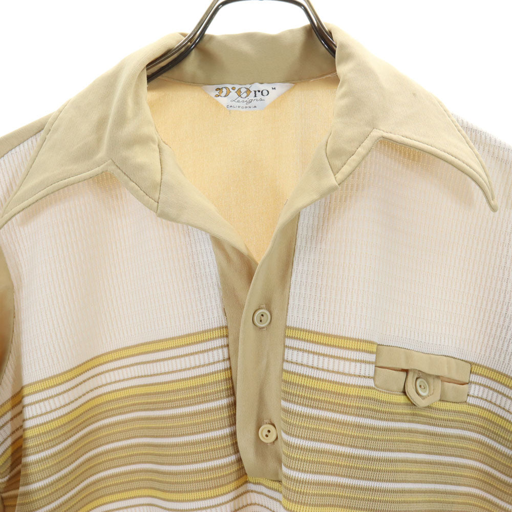 D'Oro 70s ヴィンテージ 半袖 ポロシャツ M ベージュ D'Oro メンズ