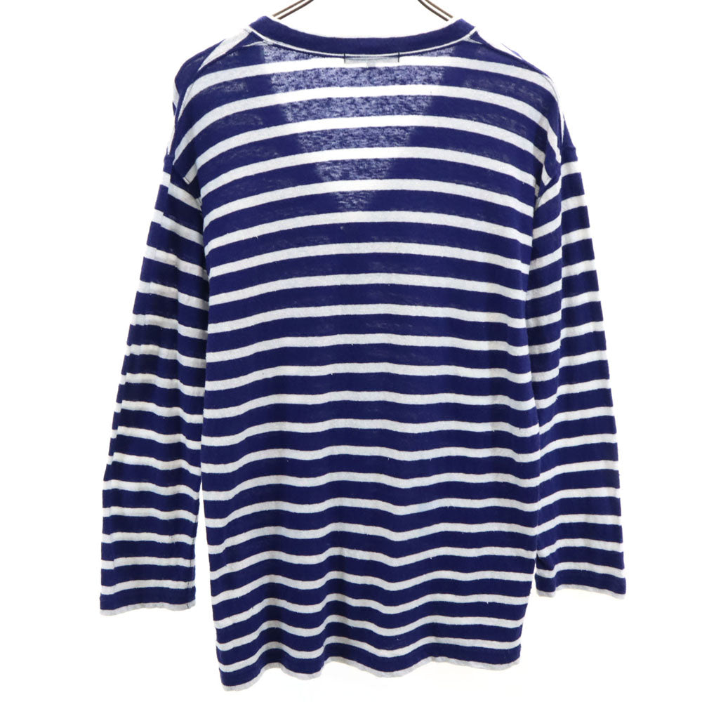 COMME des GARCONS HOMME コムデギャルソンオム 日本製 ボーダー柄 長袖 Vネック カーディガン S ブルー×ホワイト メンズ