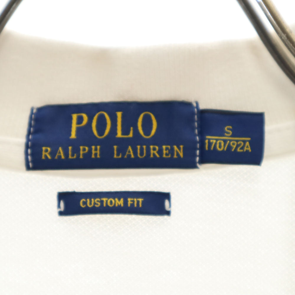 ポロラルフローレン 半袖 ポロシャツ S ホワイト POLO RALPH LAUREN グラデーション 鹿の子 CUSTOM FIT メンズ