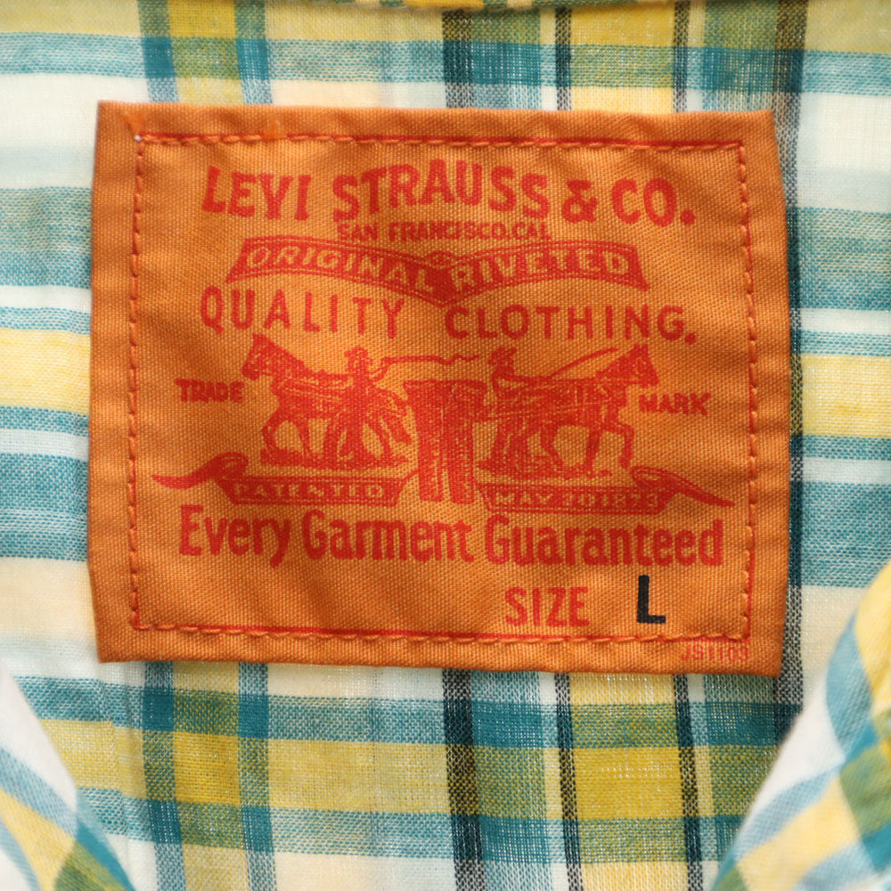 リーバイス 半袖 ジップアップ チェックシャツ L ターコイズ系 Levi's メンズ