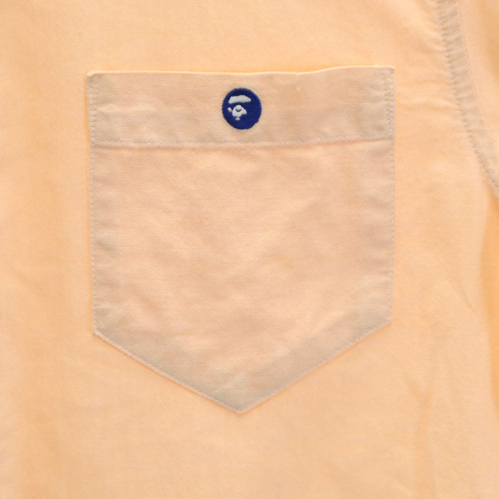 A BATHING APE アベイシングエイプ 日本製 長袖 オックスフォード ボタンダウンシャツ M オレンジ メンズ