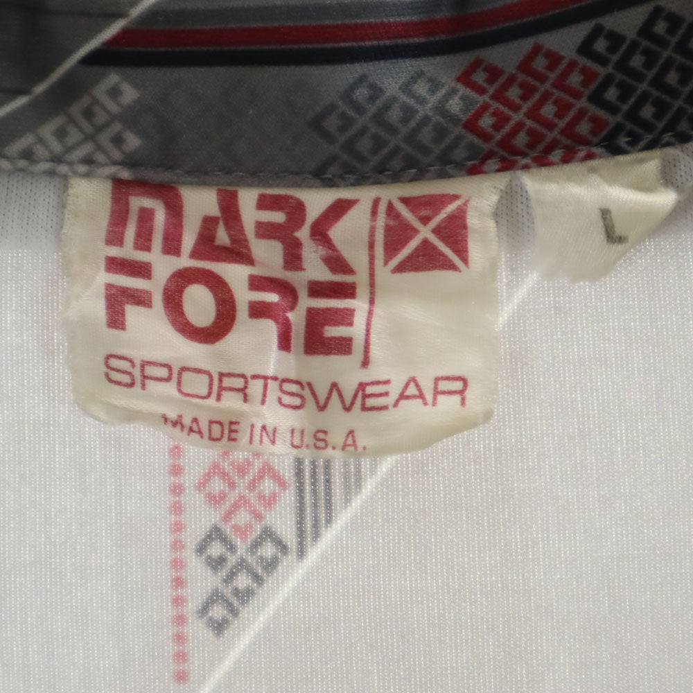 MARK FORE 70s USA製 ヴィンテージ 半袖 オープンカラー ポロシャツ L グレー メンズ