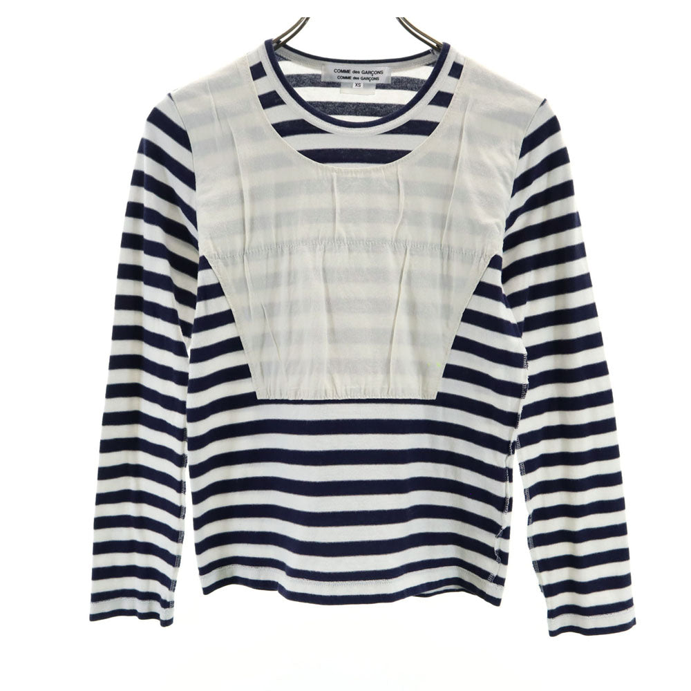 コムデギャルソンコムデギャルソン 2010年 ボーダー柄 長袖 Tシャツ XS ネイビー×ホワイト Comme des Garcons Comme des Garcons ロンT レディース