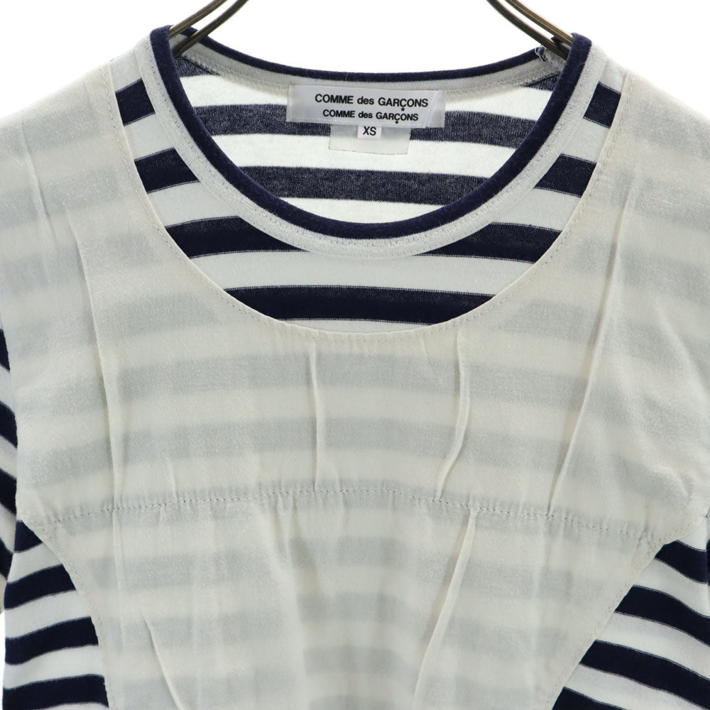 コムデギャルソンコムデギャルソン 2010年 ボーダー柄 長袖 Tシャツ XS ネイビー×ホワイト Comme des Garcons Comme des Garcons ロンT レディース
