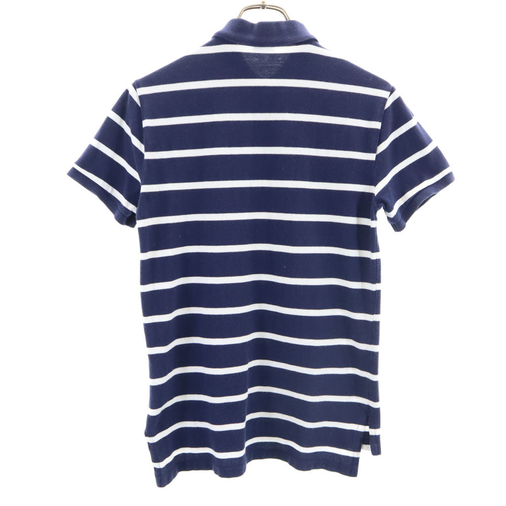 ポロバイラルフローレン ボーダー柄 半袖 ポロシャツ S ネイビー系 Polo by Ralph Lauren 鹿の子地 メンズ
