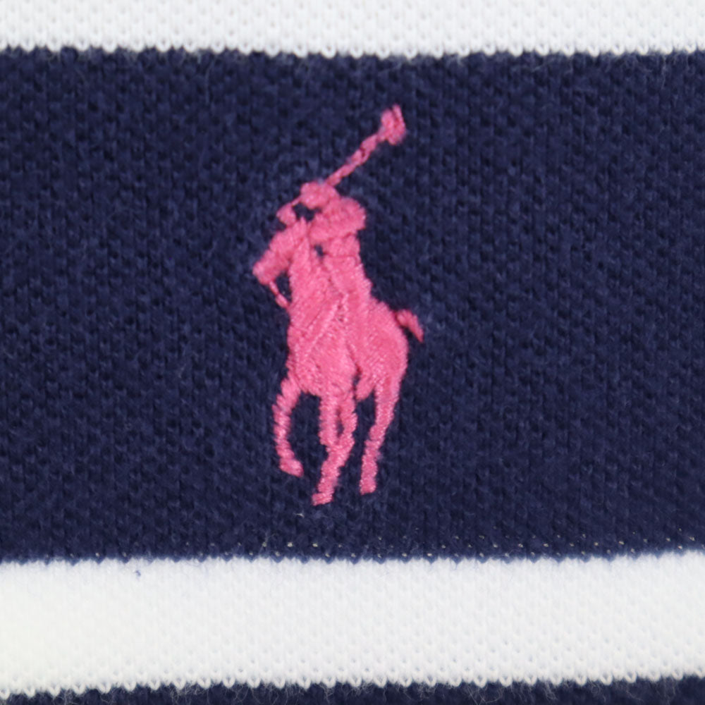 ポロバイラルフローレン ボーダー柄 半袖 ポロシャツ S ネイビー系 Polo by Ralph Lauren 鹿の子地 メンズ