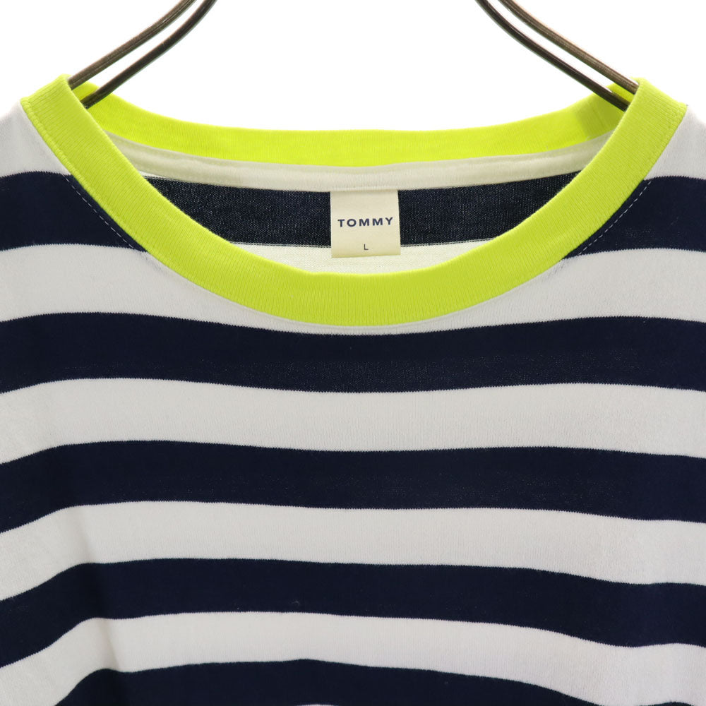 トミー ボーダー柄 半袖 Tシャツ L ホワイト×ネイビー TOMMY メンズ