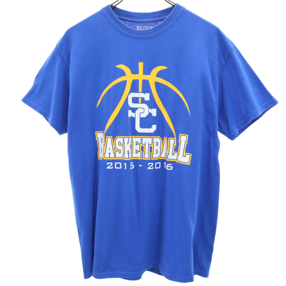 ギルダン 両面プリント バスケットボール 半袖 Tシャツ M ブルー GILDAN メンズ