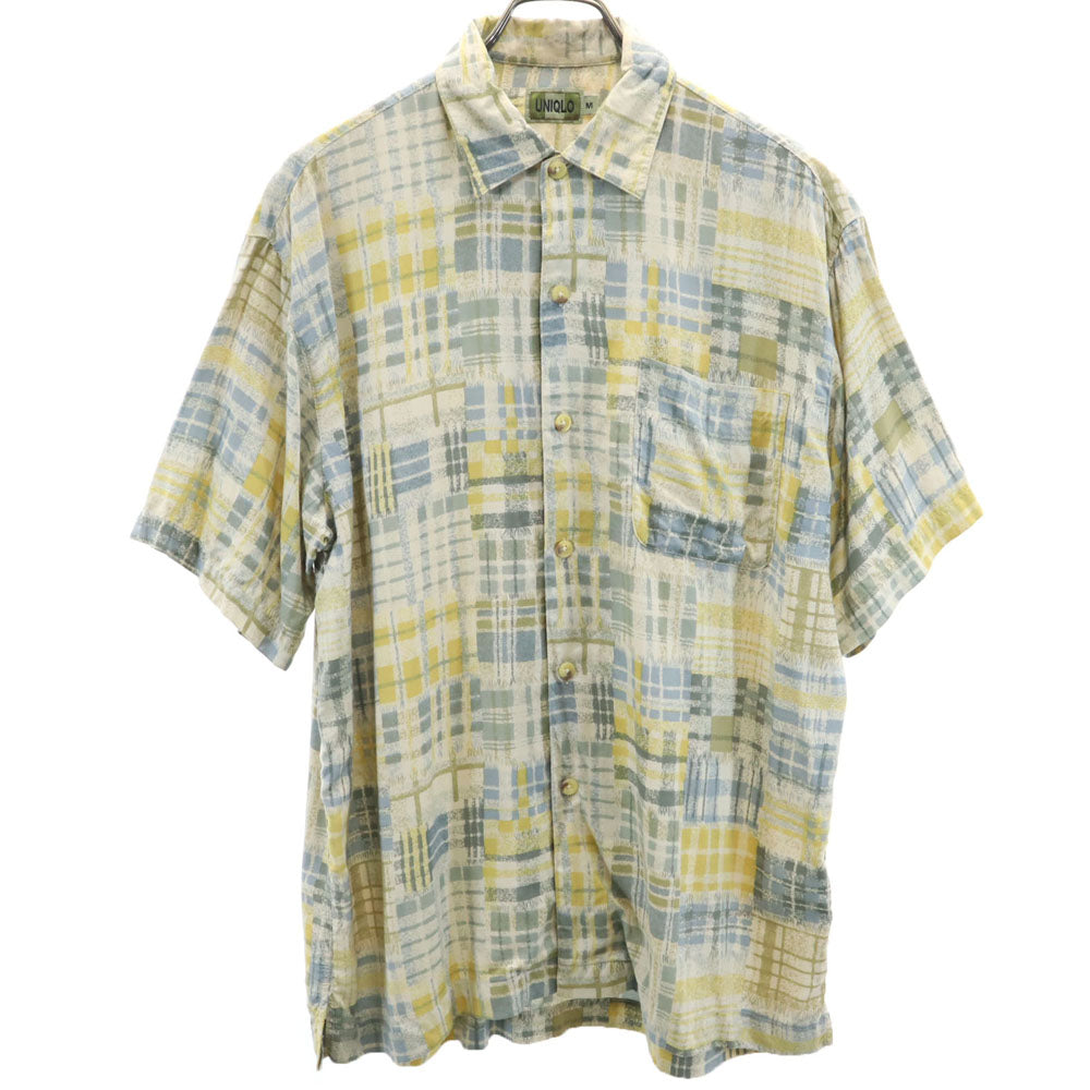 ユニクロ オールド チェック柄 半袖 シャツ M グレージュ他 UNIQLO メンズ