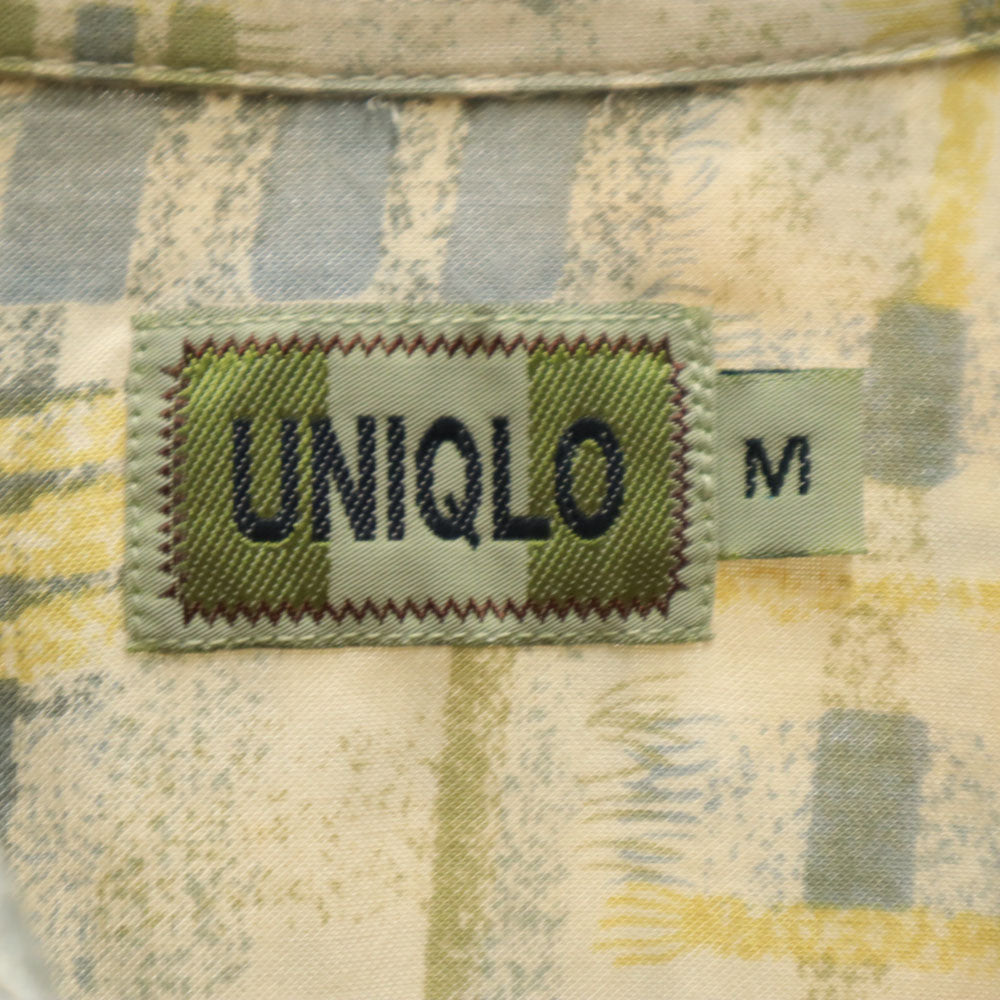 ユニクロ オールド チェック柄 半袖 シャツ M グレージュ他 UNIQLO メンズ