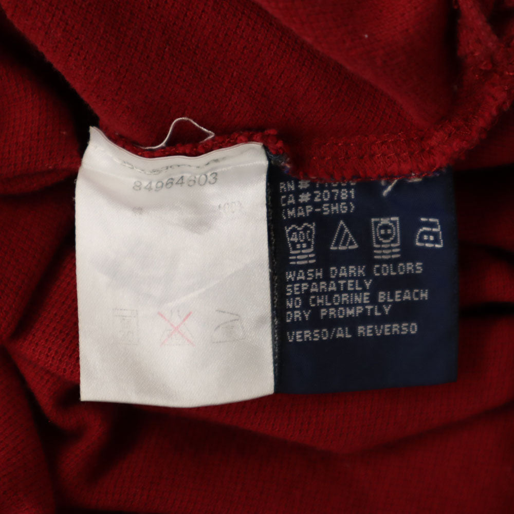 トミーヒルフィガー 90s オールド フラッグタグ 半袖 ポロシャツ M レッド系 TOMMY HILFIGER 鹿の子 メンズ