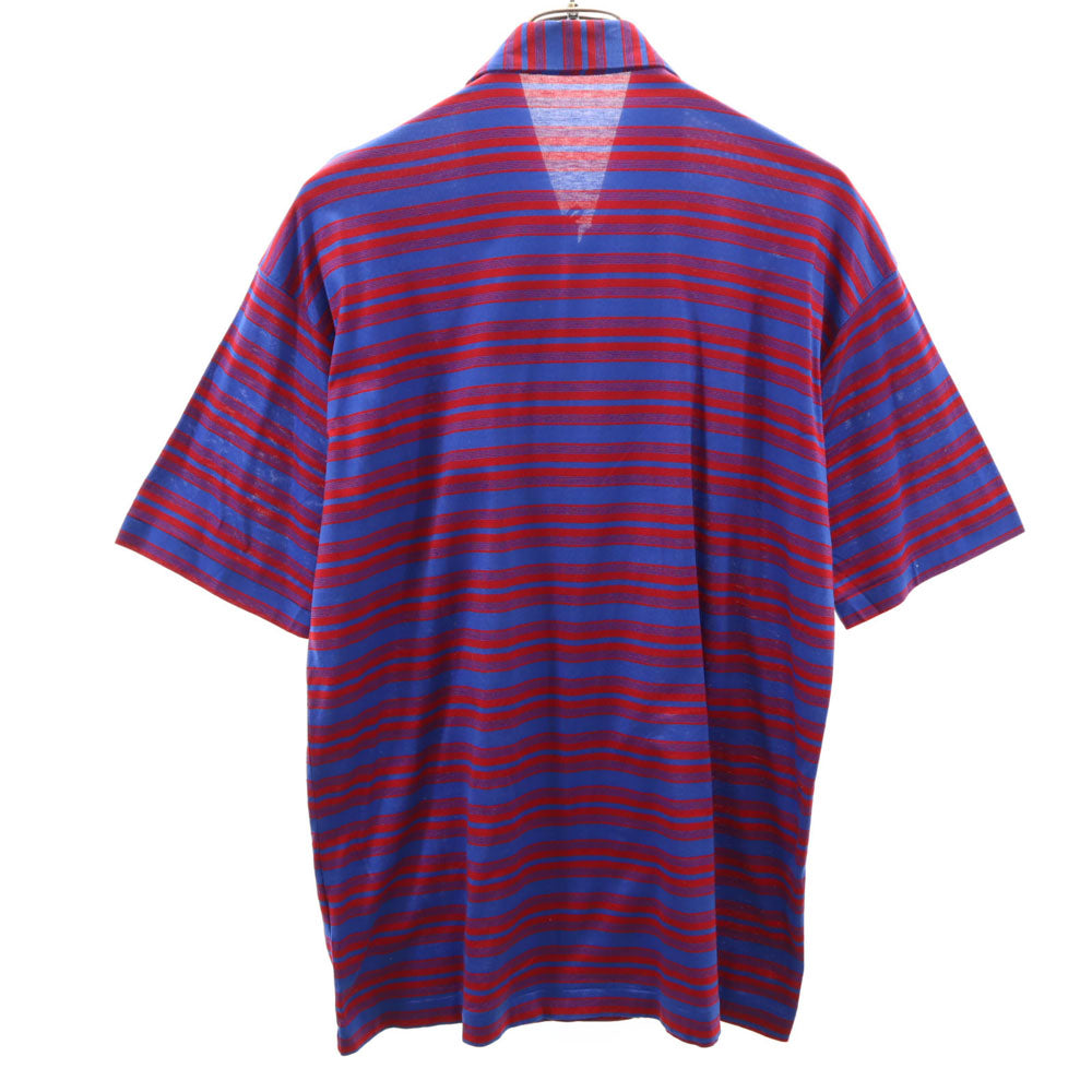 イヴサンローラン 90s 日本製 オールド ボーダー柄 半袖 オープンカラーシャツ MA ブルー 他 YVES SAINT LAURENT メンズ