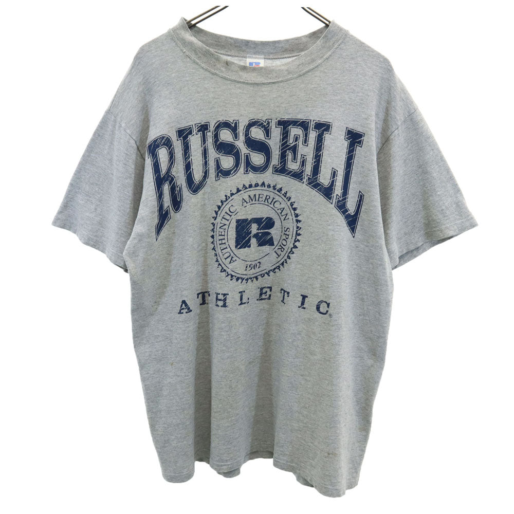 RUSSELL ATHLETIC ラッセルアスレチック 90s USA製 オールド プリント 半袖 Tシャツ L グレー メンズ