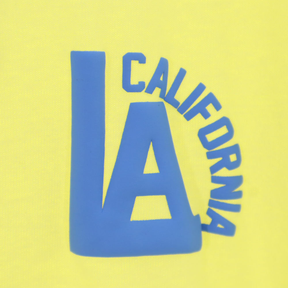 未使用 チャンピオン プリント 半袖 Tシャツ M イエロー×ブルー Champion タグ付き レディース