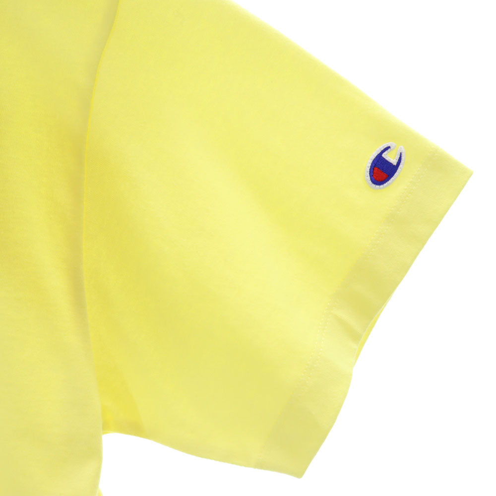 未使用 チャンピオン プリント 半袖 Tシャツ M イエロー×ブルー Champion タグ付き レディース