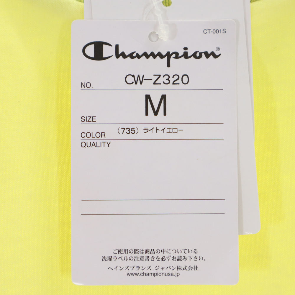 未使用 チャンピオン プリント 半袖 Tシャツ M イエロー×ブルー Champion タグ付き レディース