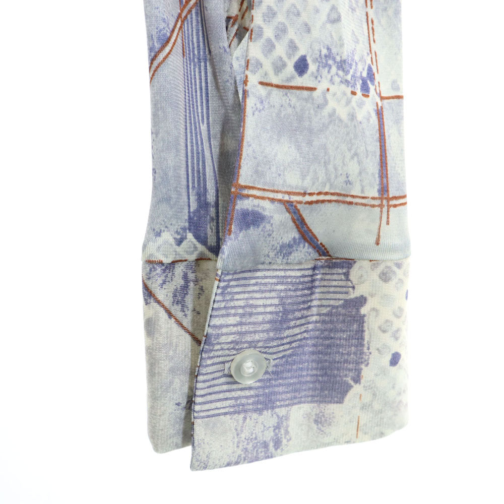 VINTAGE ヴィンテージ 70s 総柄 長袖 シャツ ネイビー系 メンズ