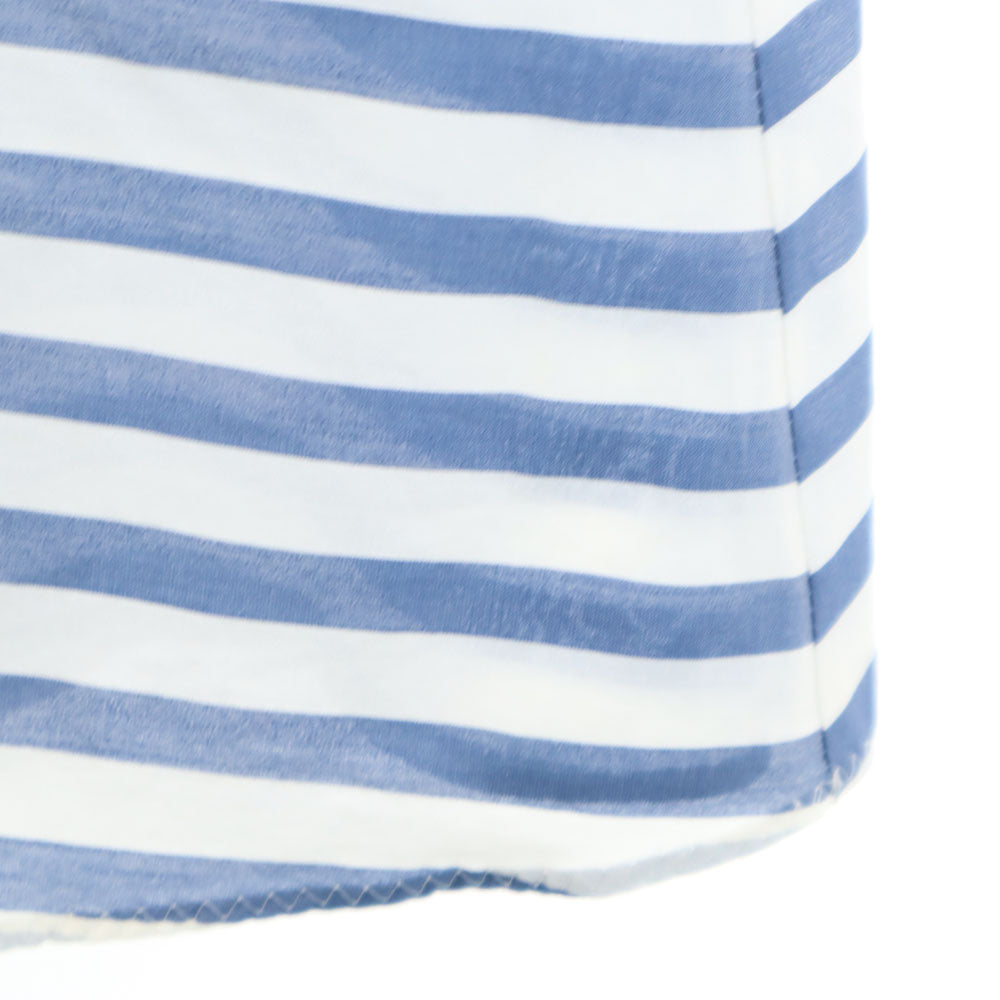 エッフェ ビームス 日本製 シルクブレンド ボーダー柄 半袖 バルーン袖 カットソー 38 ネイビー系 EFFE BEAMS レディース