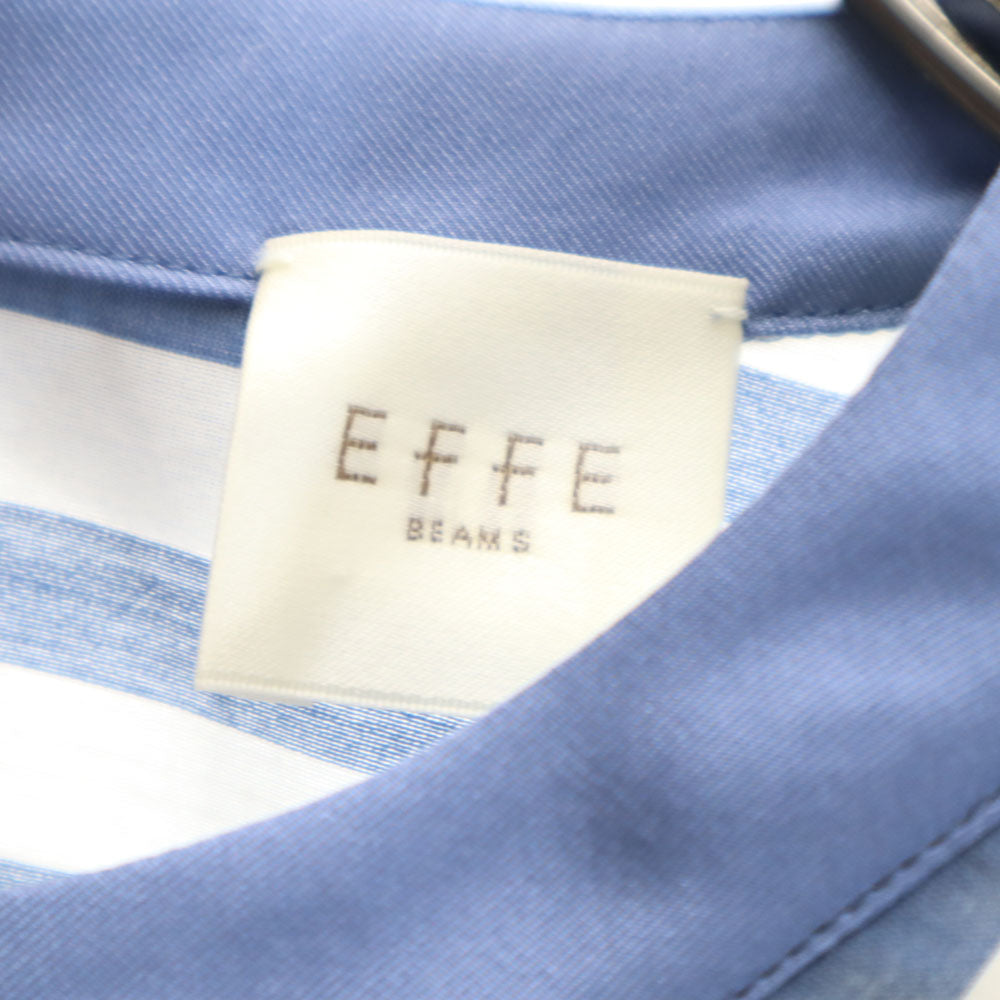 エッフェ ビームス 日本製 シルクブレンド ボーダー柄 半袖 バルーン袖 カットソー 38 ネイビー系 EFFE BEAMS レディース