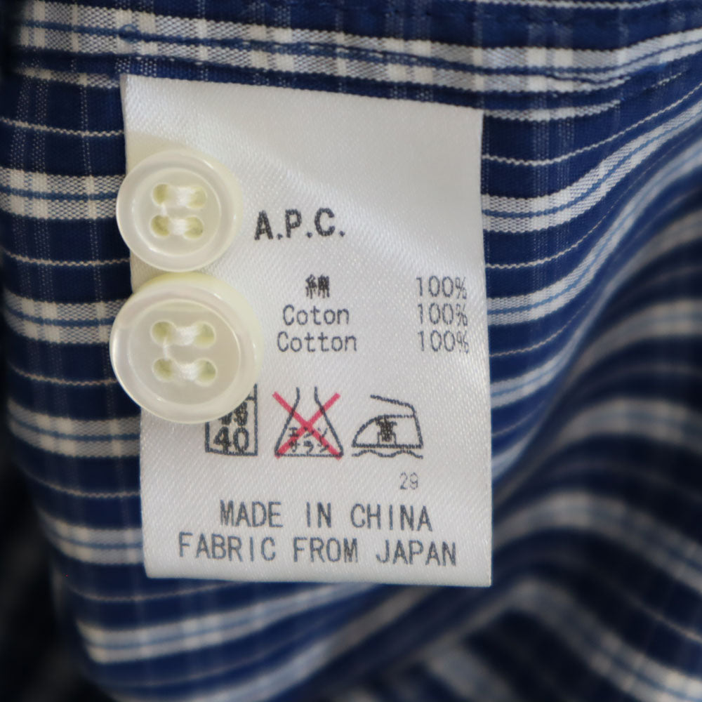 アーペーセー チェック柄 長袖 ボタンダウンシャツ S ネイビー系 A.P.C. メンズ