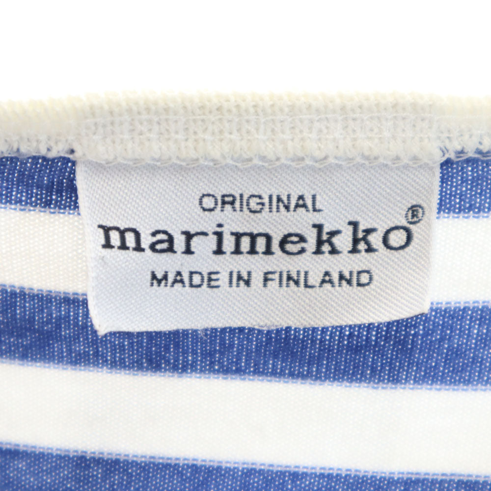 marimekko マリメッコ ボーダー柄 長袖 ワンピース 160 ブルー×ホワイト キッズ