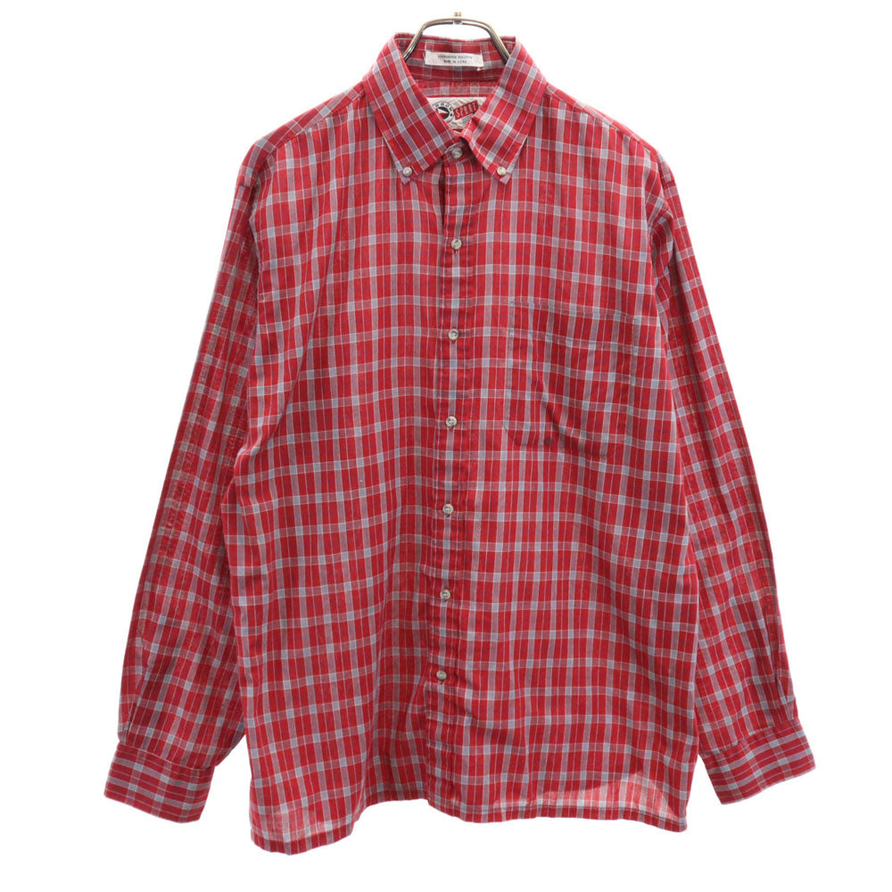 ARROW アロー 70s 80s ヴィンテージ チェック柄 長袖 ボタンダウンシャツ L レッド 他 SPORT メンズ