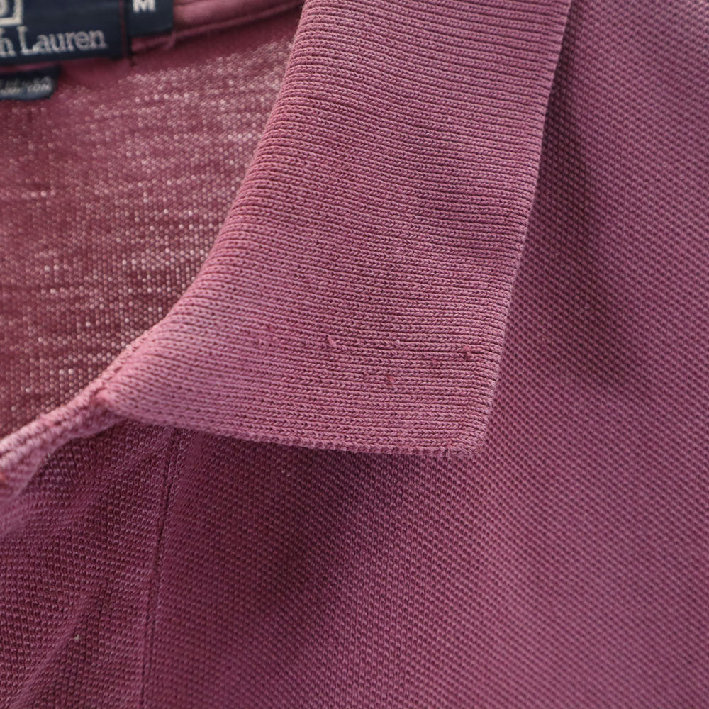 ポロバイラルフローレン 90s USA製 半袖 ポロシャツ M エンジ系 Polo by Ralph Lauren 鹿の子地 メンズ