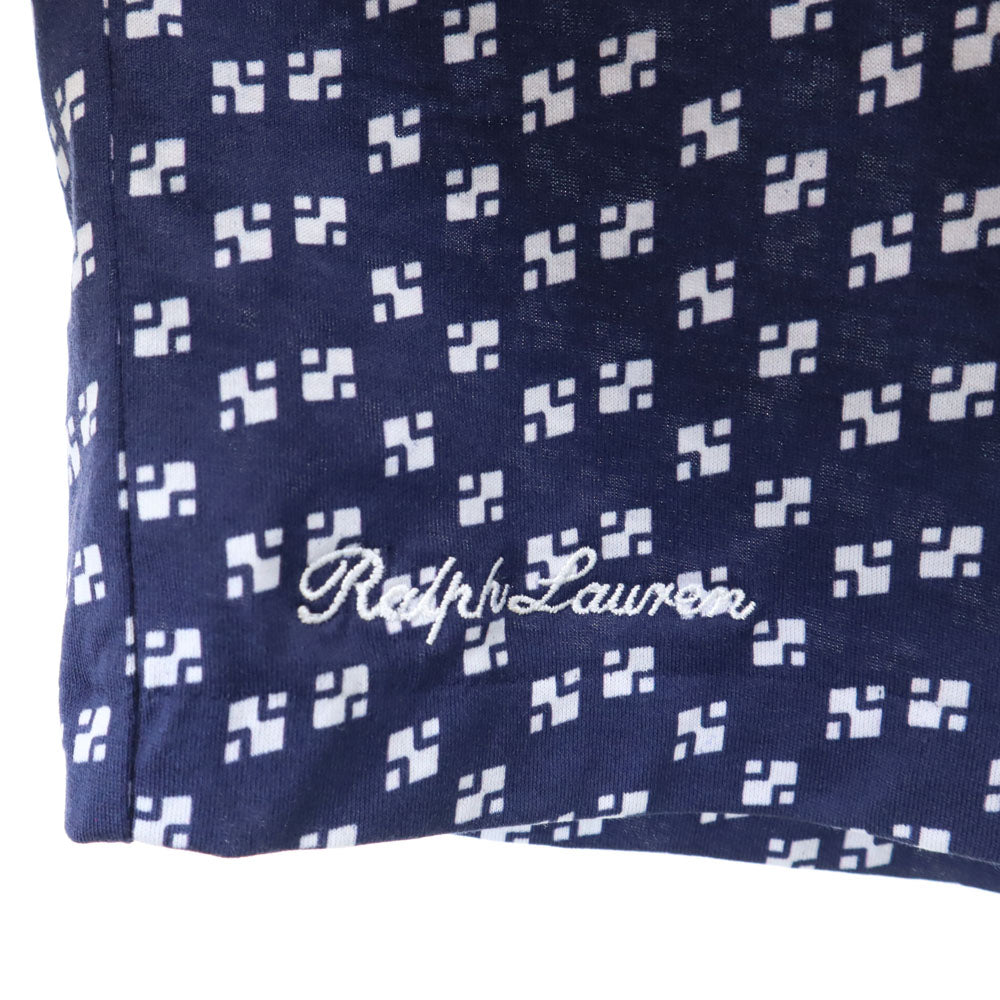 RALPH LAUREN ラルフローレン 総柄 長袖 Tシャツ XS ネイビー×ホワイト ロンT レディース
