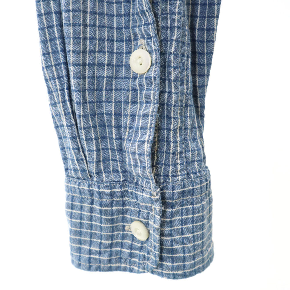 RRL ダブルアールエル チェック柄 長袖 隠し ボタンダウンシャツ XS ブルー系 メンズ
