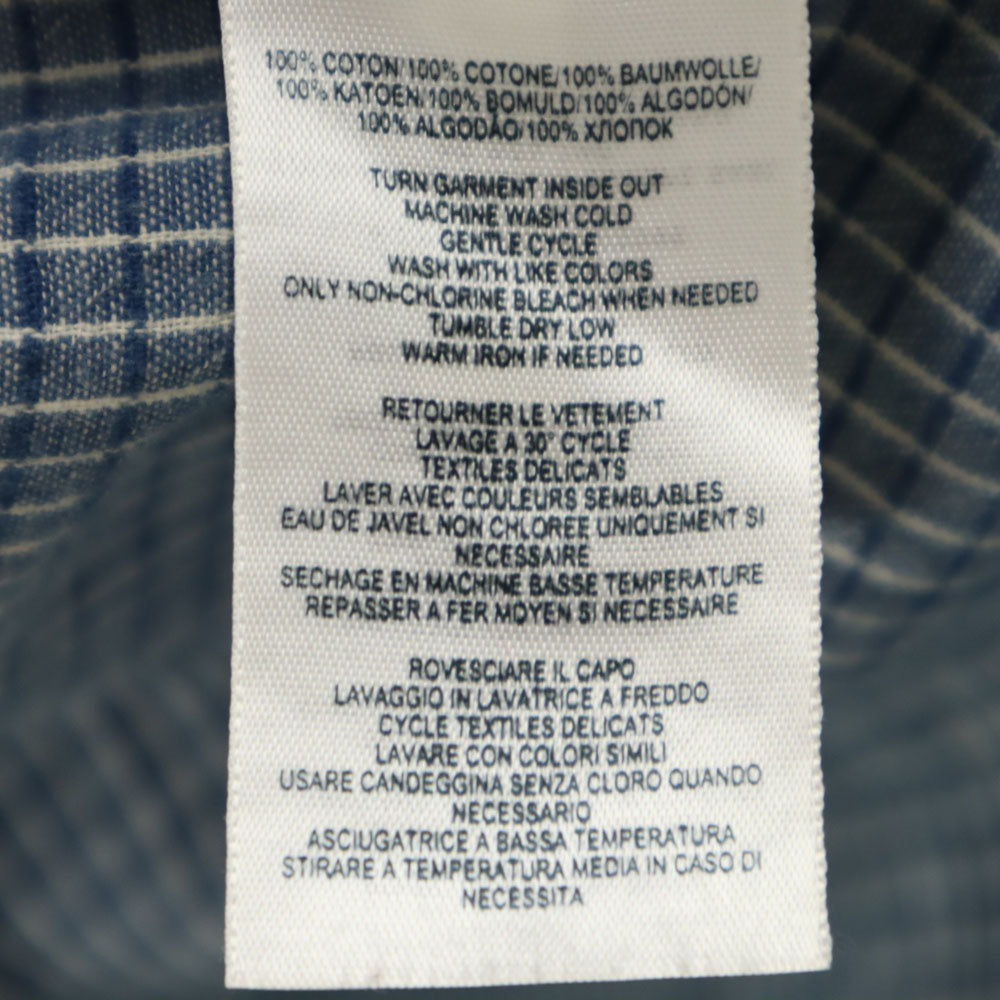 RRL ダブルアールエル チェック柄 長袖 隠し ボタンダウンシャツ XS ブルー系 メンズ